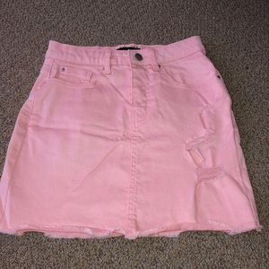 Baby pink mini jean skirt